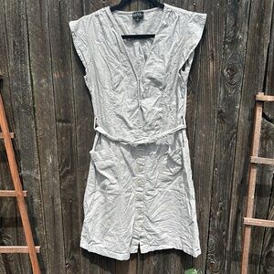 Lavender Gray Linen Button-Down Women's Dress
